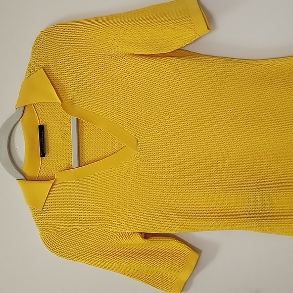 Carolina Herrera Ribbed Knit Yellow Sweater Top Size XS - Picture 4 of 17